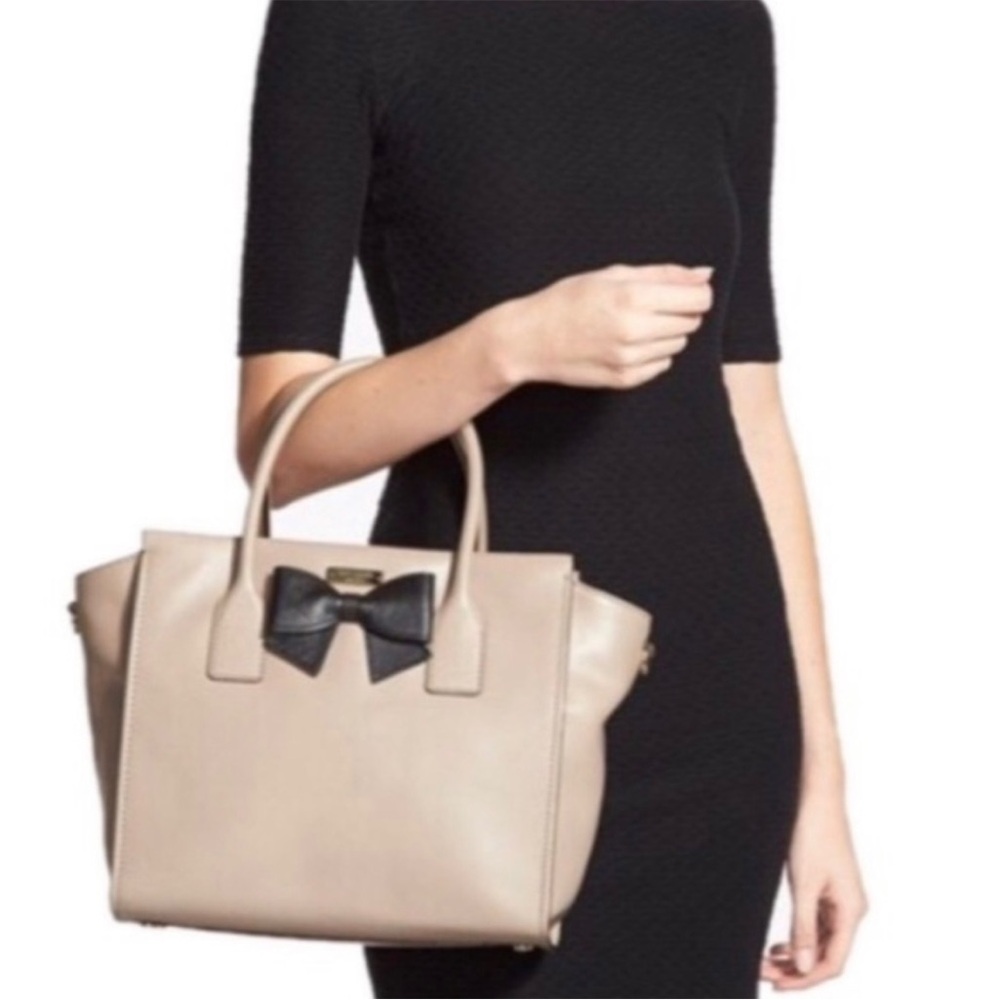 Kate spade New York Hanover Street Charee tan bag with black bow